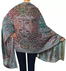 Paisley Wool Womens Scarf Shawl Indian Clothing (84 x 30 inches)