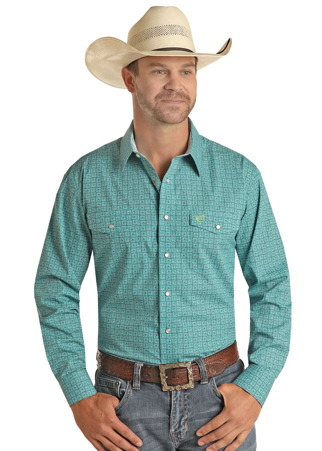 Panhandle Slim Mens Turquoise Long Sleeve Shirt