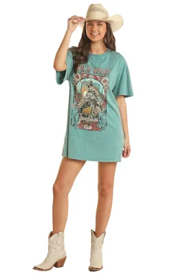 Panhandle Slim Womens Turquoise Graphic T-shirt Dress