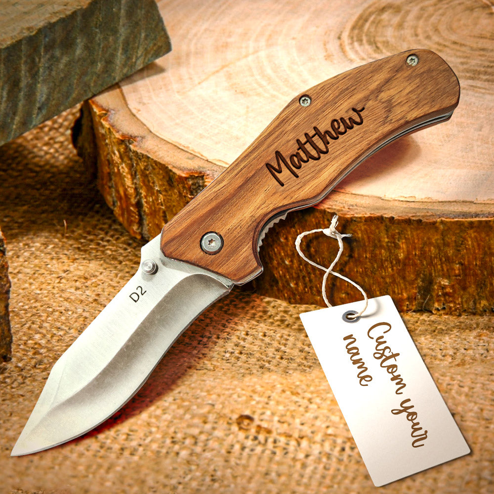 Personalized Engrave Name Pocket Knife Custom Folding Knives Gifts for Father's Day