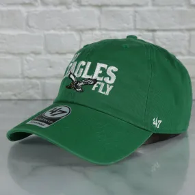 Philadelphia Eagles Throwback Logo Fly Eagles Fly Kelly Green Retro Clean Up Dad Hat