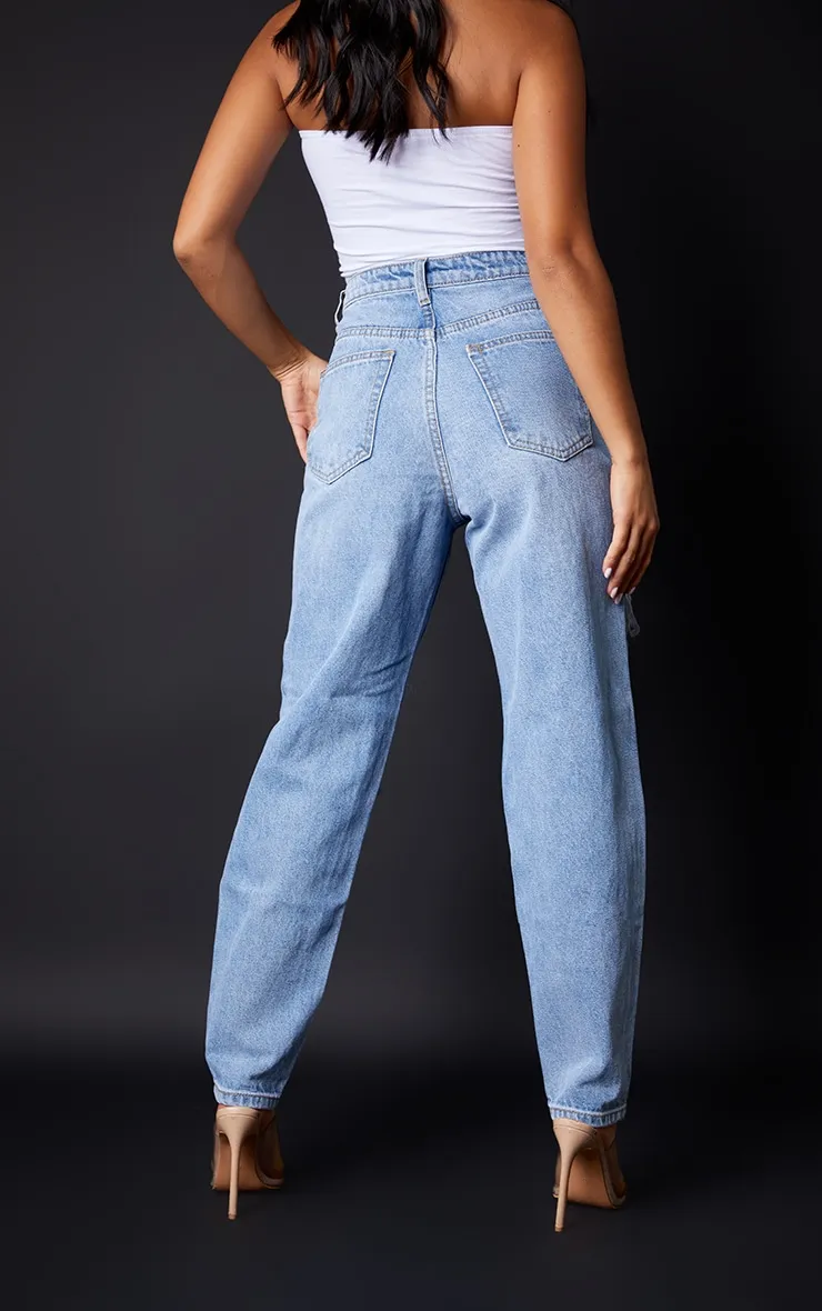 Plt Petite Light Blue Wash Ripped Mom Jeans