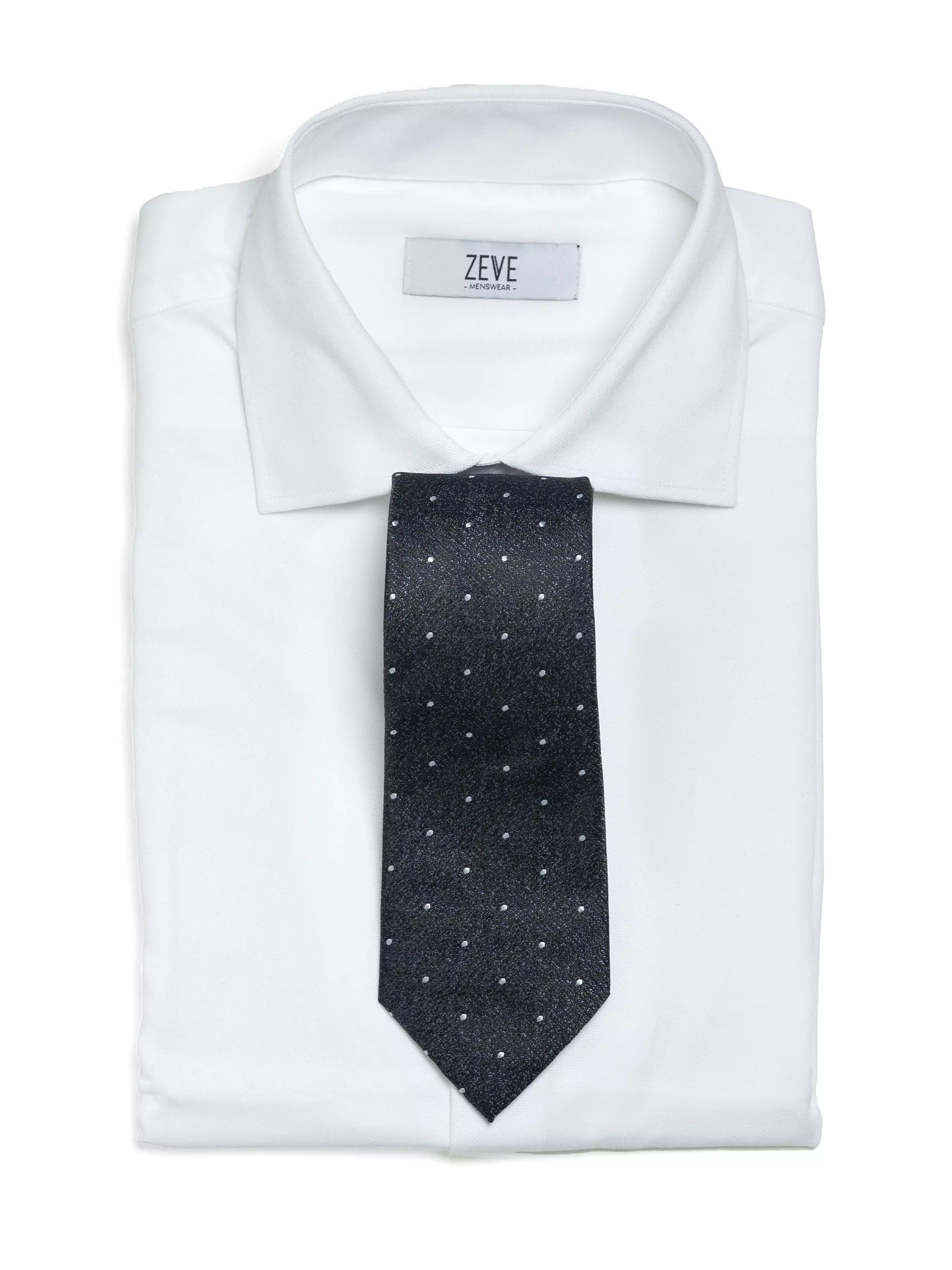 Polka Dot Tie - Black with Indigo Textured