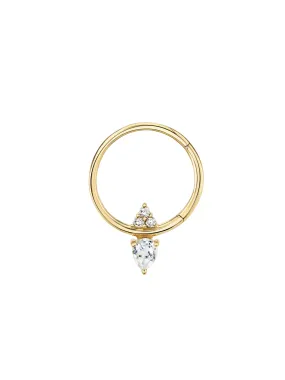 Prism Seamless Hoop - White Diamond / 14k Yellow Gold