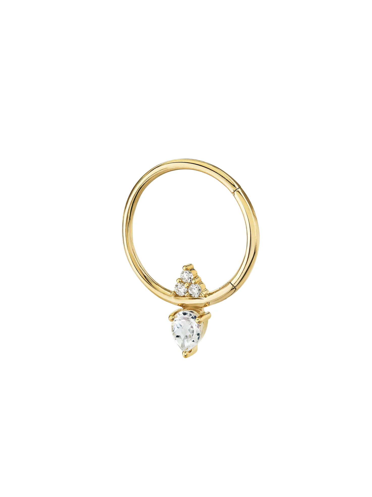 Prism Seamless Hoop - White Diamond / 14k Yellow Gold