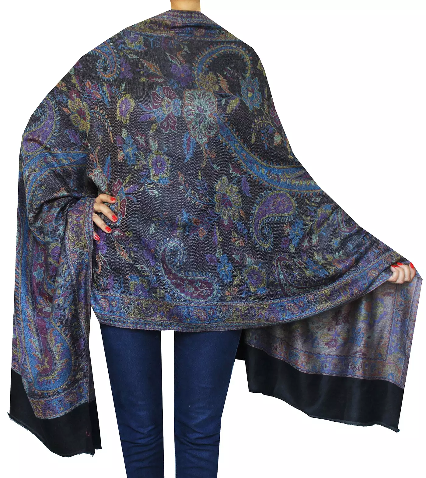 Pure Wool Paisley Shawl Scarves Womens Gift Indian Clothing (84 x 30 inches)