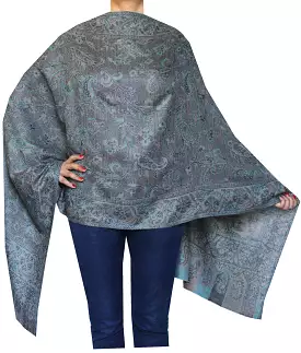 Pure Wool Paisley Shawl Scarves Womens Indian Clothing (80 x 28 inches)