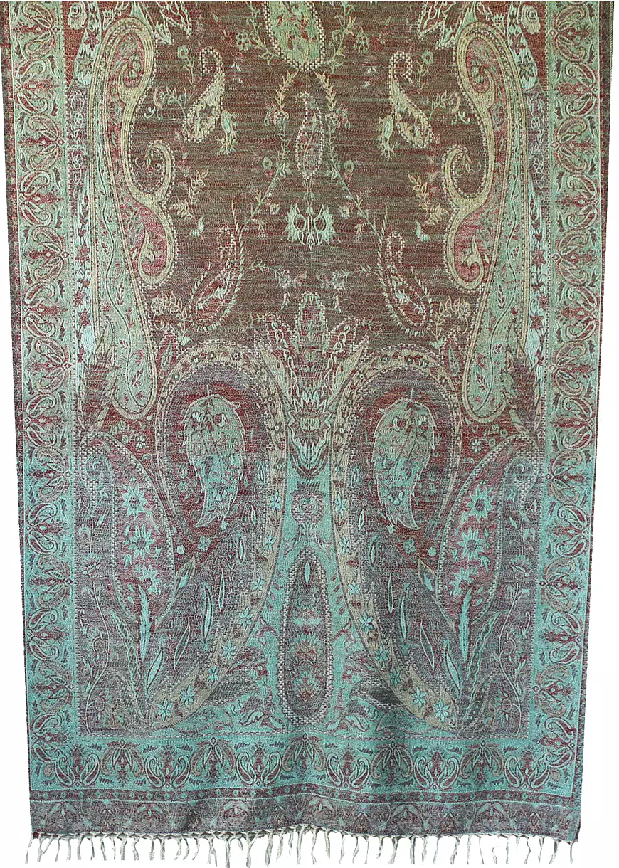 Pure Wool Paisley Shawl Scarves Womens Indian Clothing (82 x 28 inches)