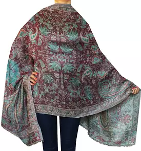 Pure Wool Paisley Shawl Scarves Womens Indian Clothing (84 x 30 inches)