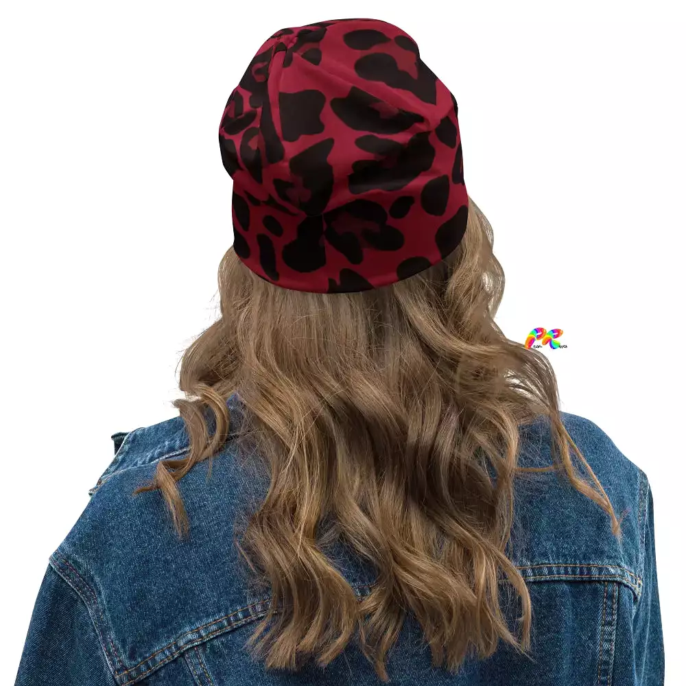 Red Leopard Beanie