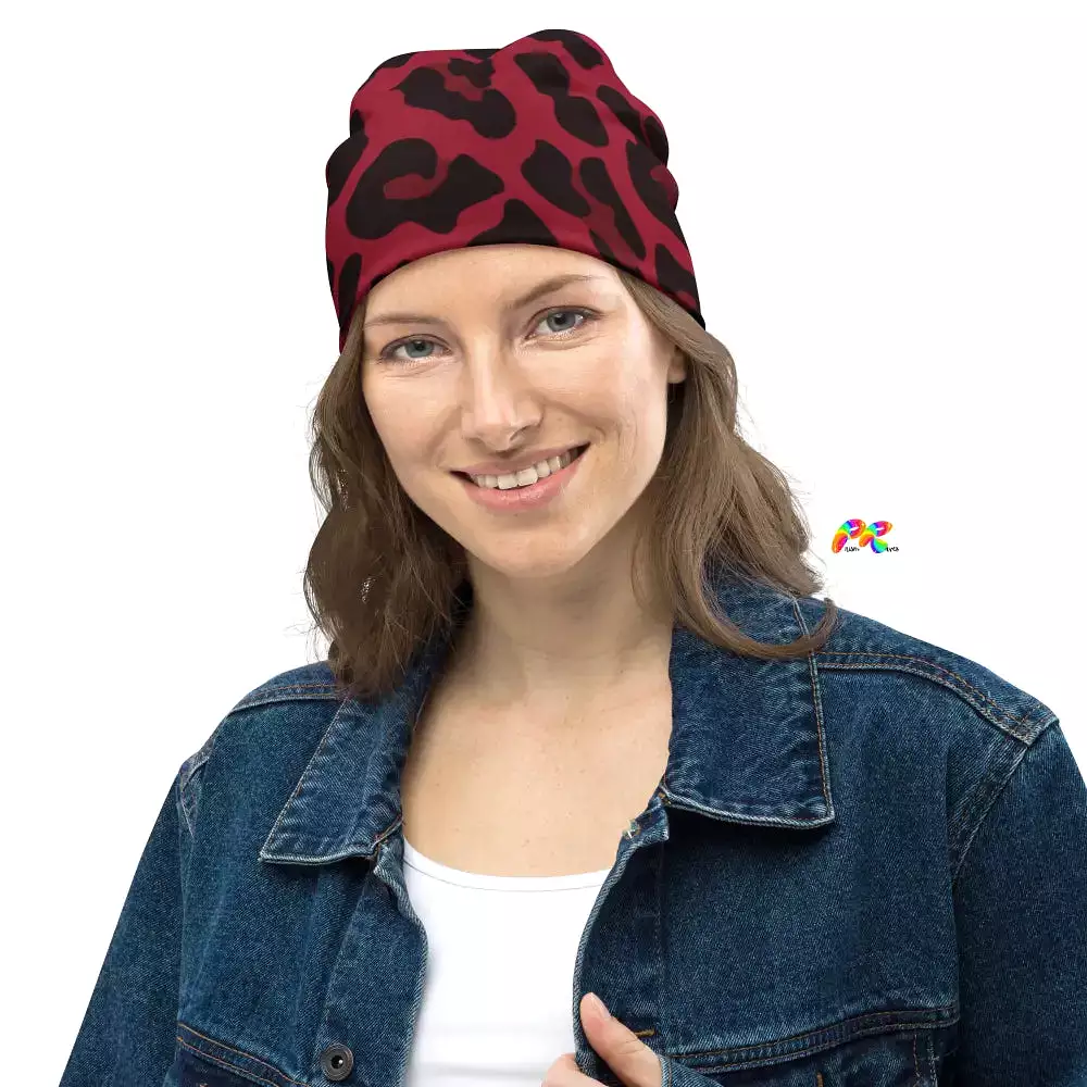 Red Leopard Beanie