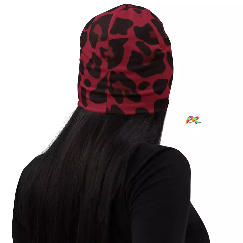 Red Leopard Beanie