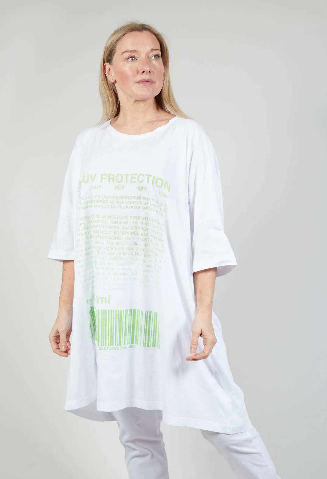 Relaxed Fit Jersey Dress with Motif in Lime Print