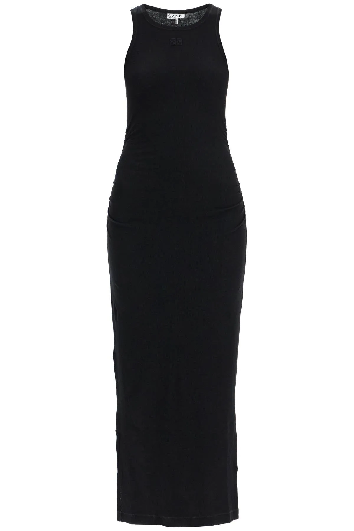 ribbed jersey midi dress with nine T3935 BLACK