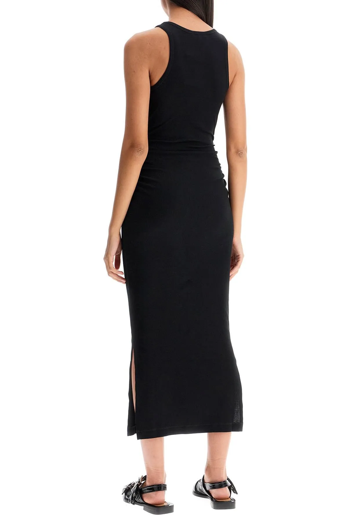 ribbed jersey midi dress with nine T3935 BLACK