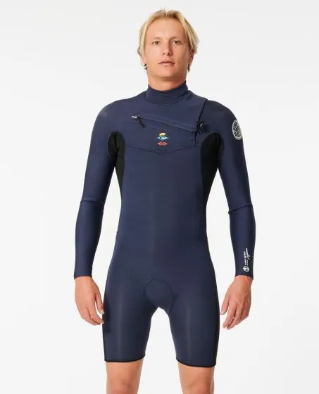 Rip Curl Mens Dawn Patrol Long Sleeve 2mm Chest Zip Shorty Wetsuit 2024 - Navy