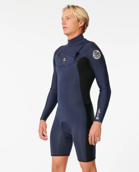 Rip Curl Mens Dawn Patrol Long Sleeve 2mm Chest Zip Shorty Wetsuit 2024 - Navy