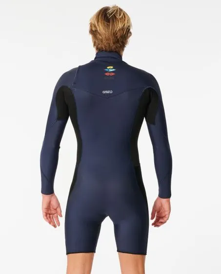 Rip Curl Mens Dawn Patrol Long Sleeve 2mm Chest Zip Shorty Wetsuit 2024 - Navy