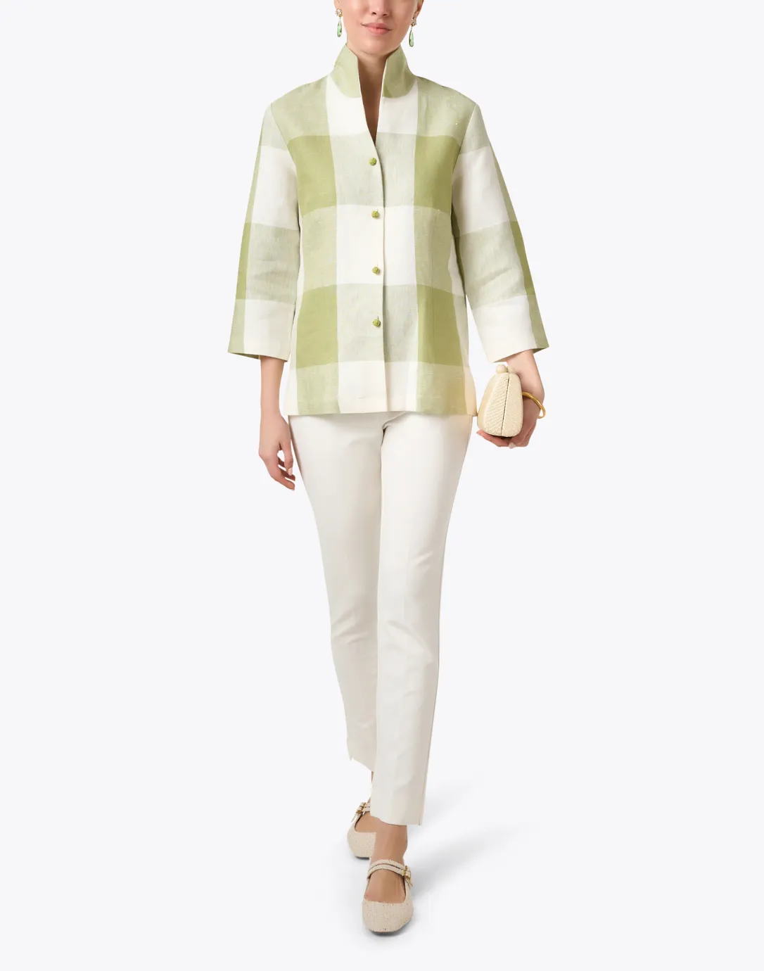 Ronette Green Print Linen Jacket