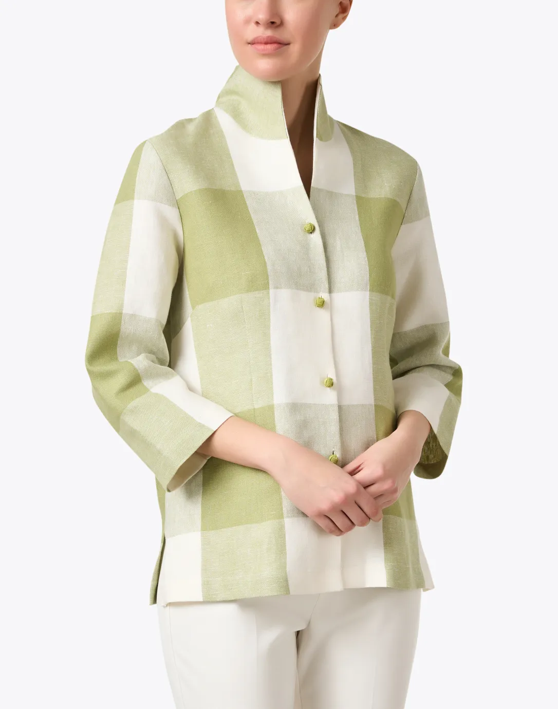 Ronette Green Print Linen Jacket