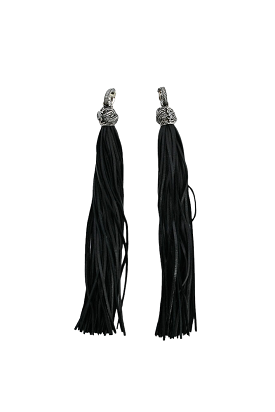 Saint Laurent Black Leather LouLou Tassel Clip-On Earrings