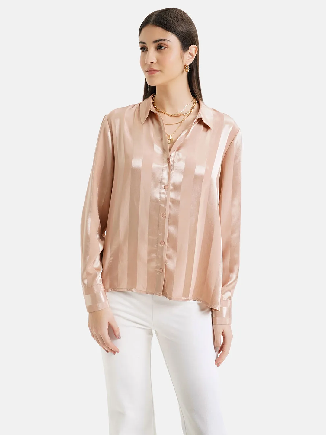 Self Stripe Satin Shirt