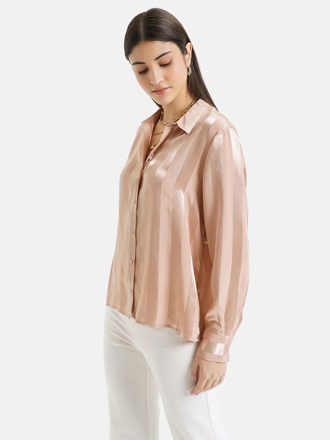 Self Stripe Satin Shirt