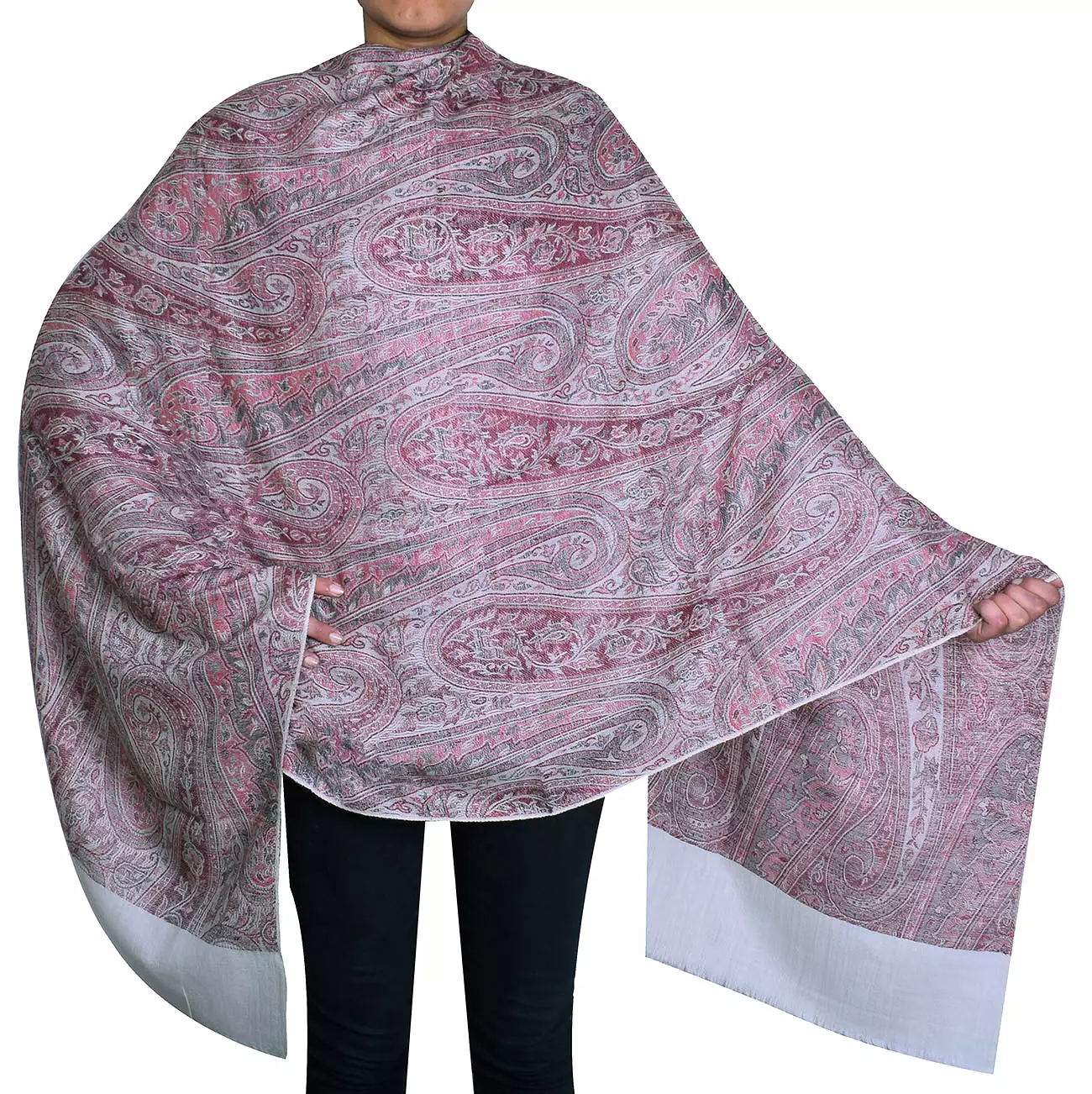 Shawl Scarves Paisley Women's Wool Indian Clothing (80 x 40 inches)