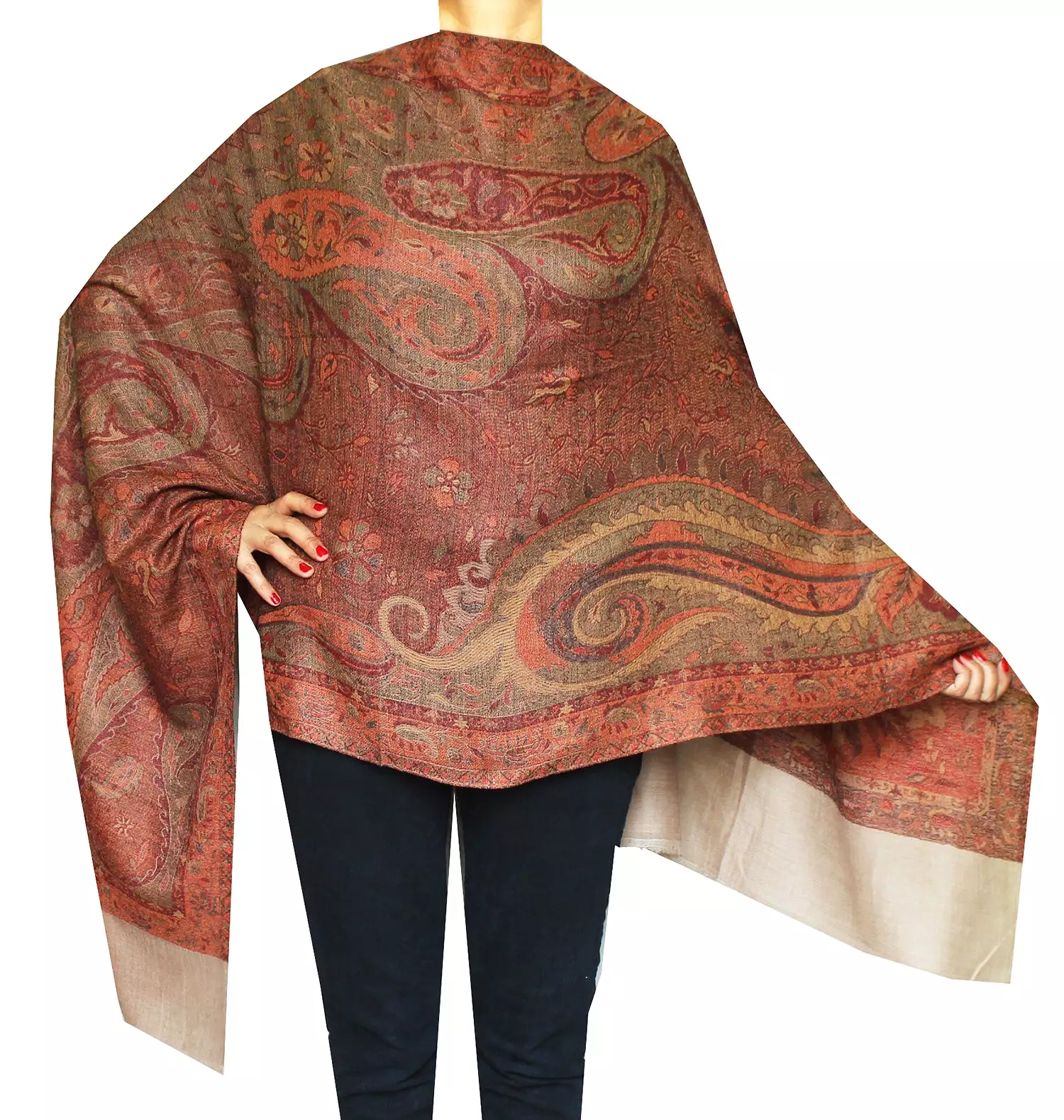 Shawls Paisley Wool Scarf Womens Indian Clothing Gift (80 x 28 inches)