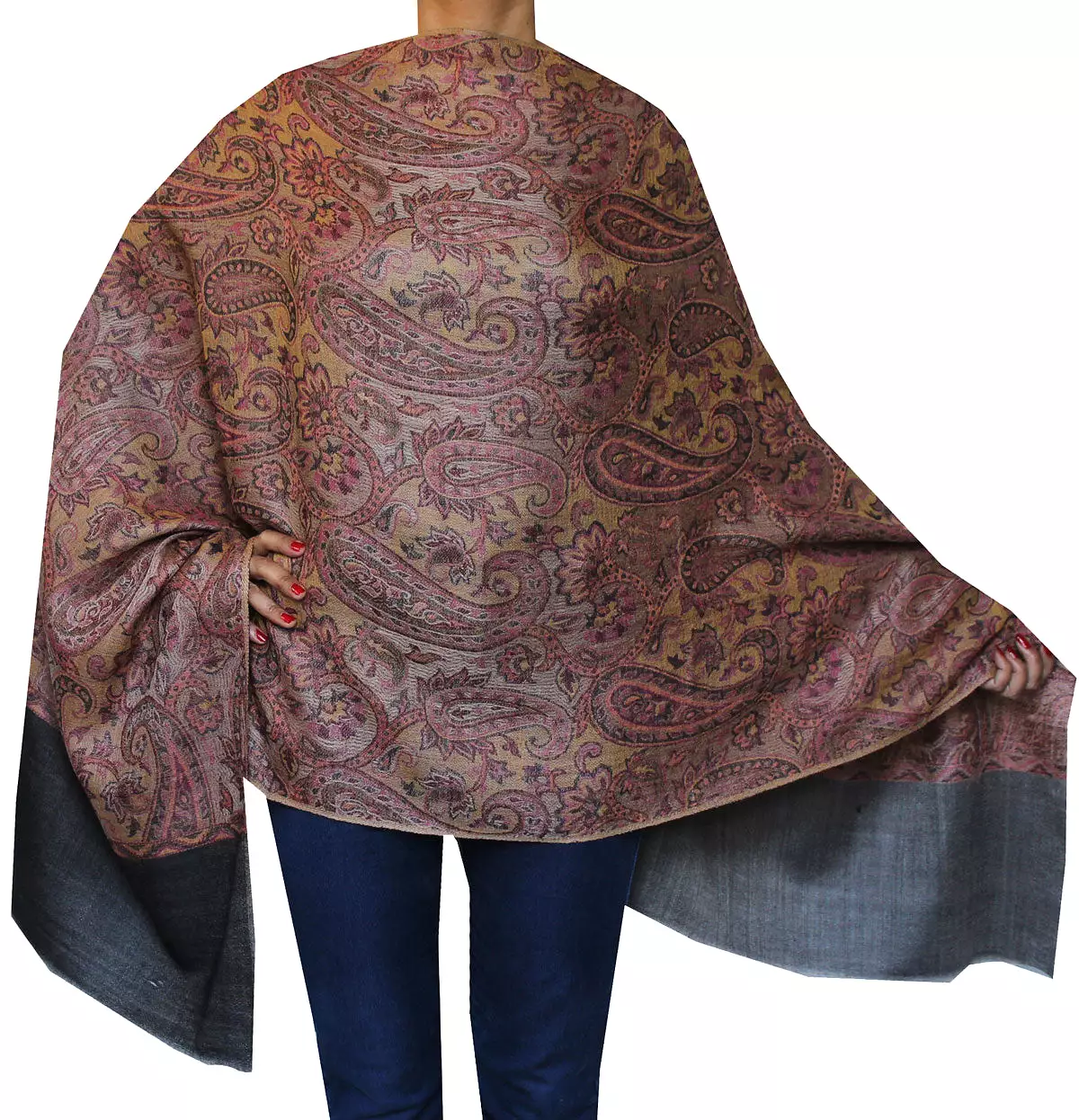 Shawls Paisley Wool Scarf Womens Indian Clothing Gift (80 x 28 inches)