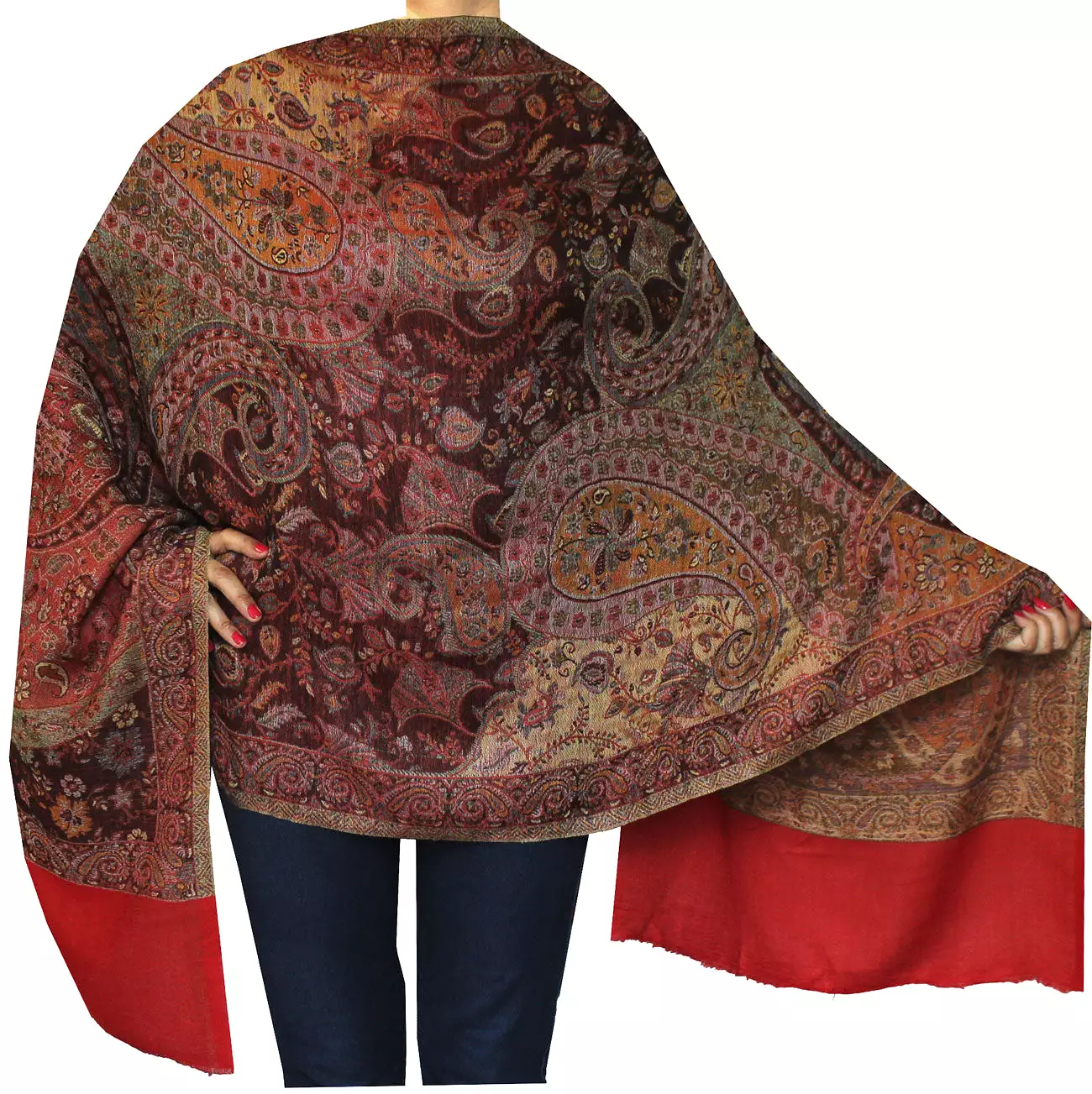 Shawls Paisley Wool Scarf Womens Indian Clothing Gift (84 x 30 inches)