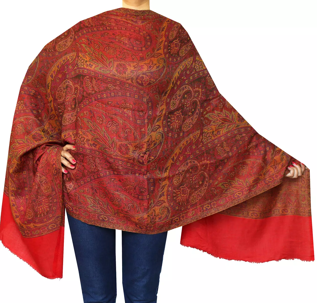 Shawls Paisley Wool Scarf Womens Indian Clothing Gift (84 x 30 inches)