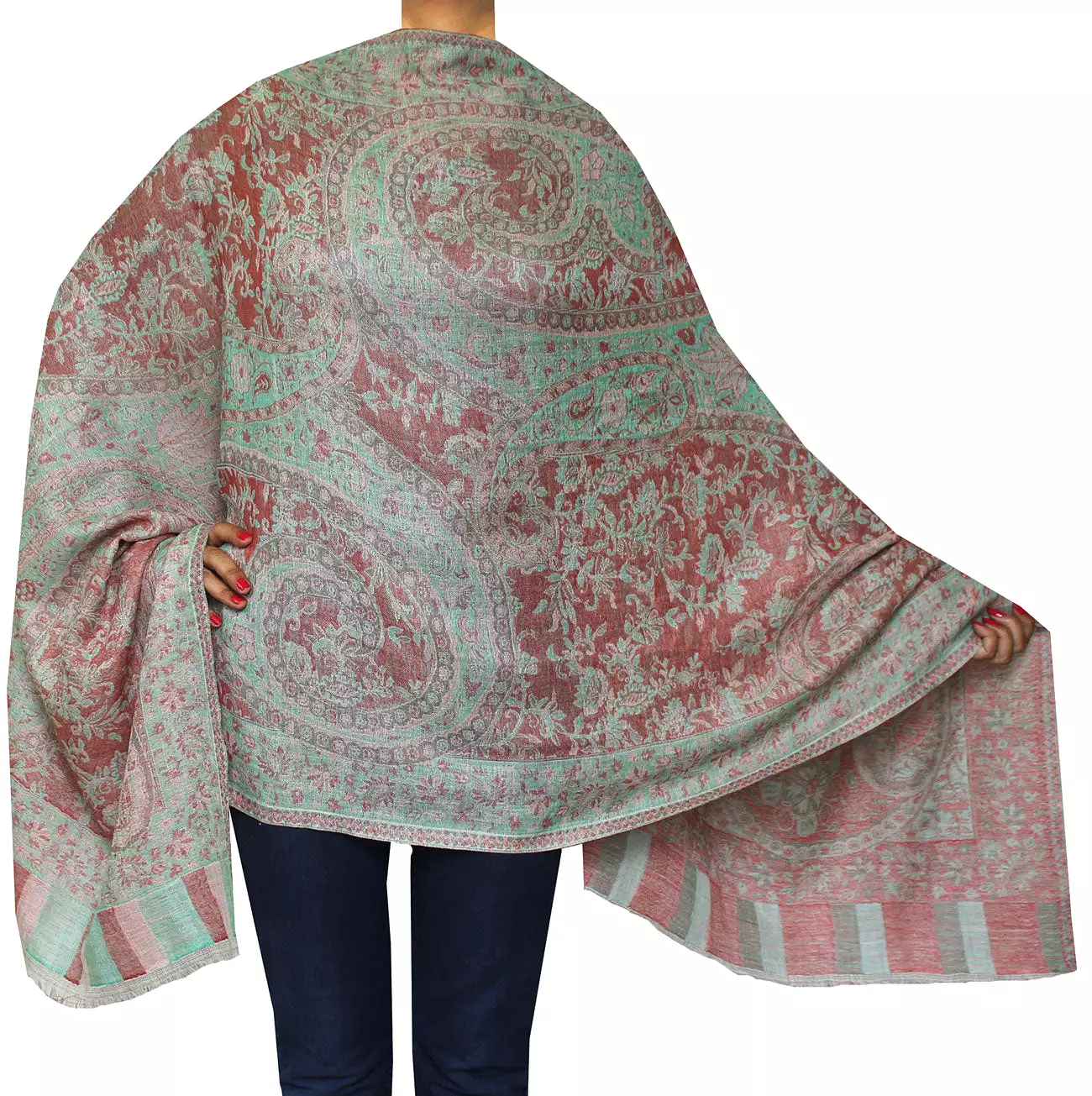 Shawls Paisley Wool Scarf Womens Indian Clothing Gift (84 x 30 inches)