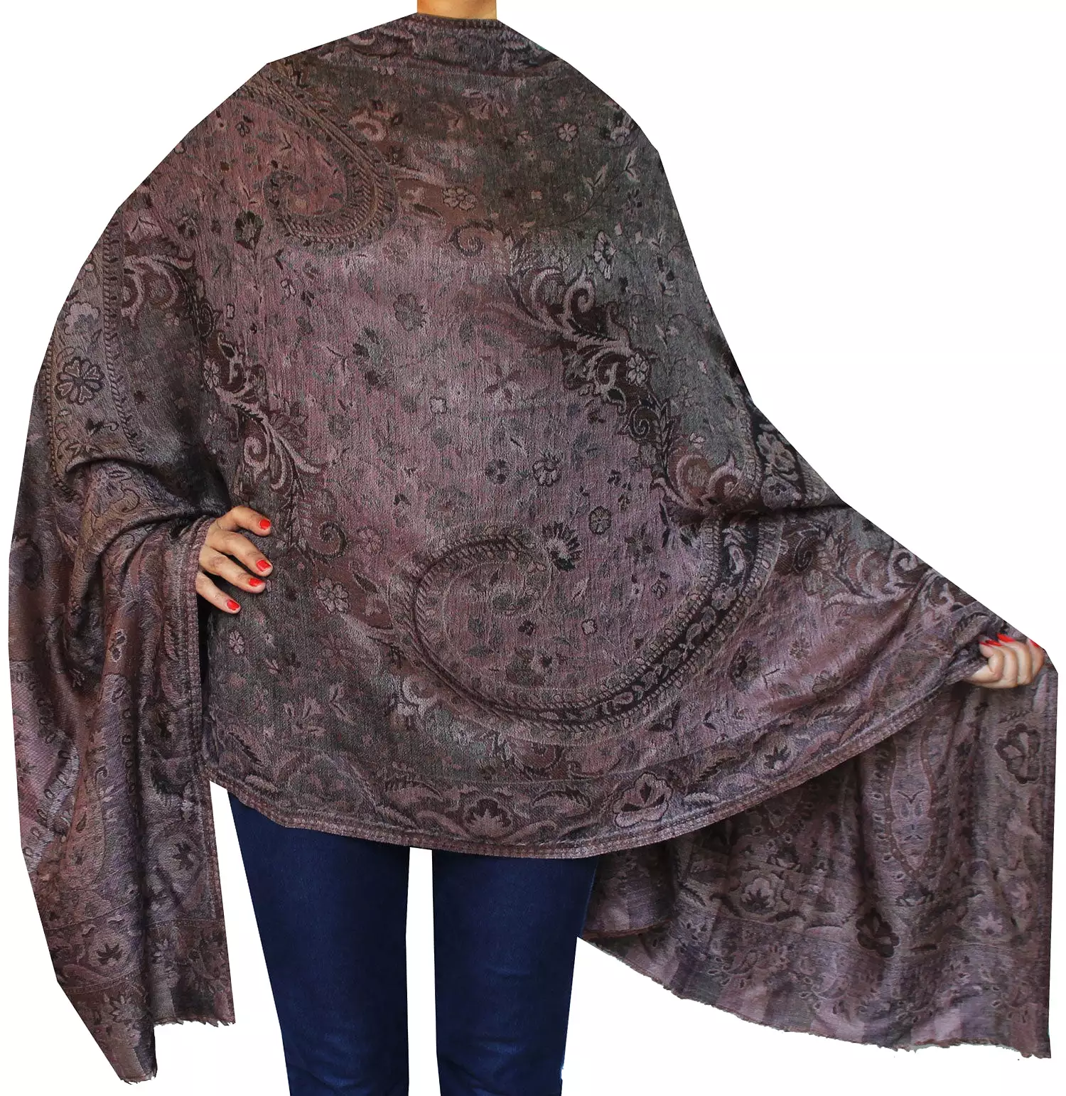 Shawls Paisley Wool Scarf Womens Indian Clothing Gift (84 x 30 inches)