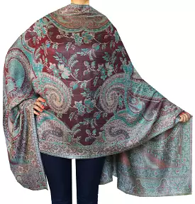 Shawls Paisley Wool Scarf Womens Indian Clothing Gift (84 x 30 inches)