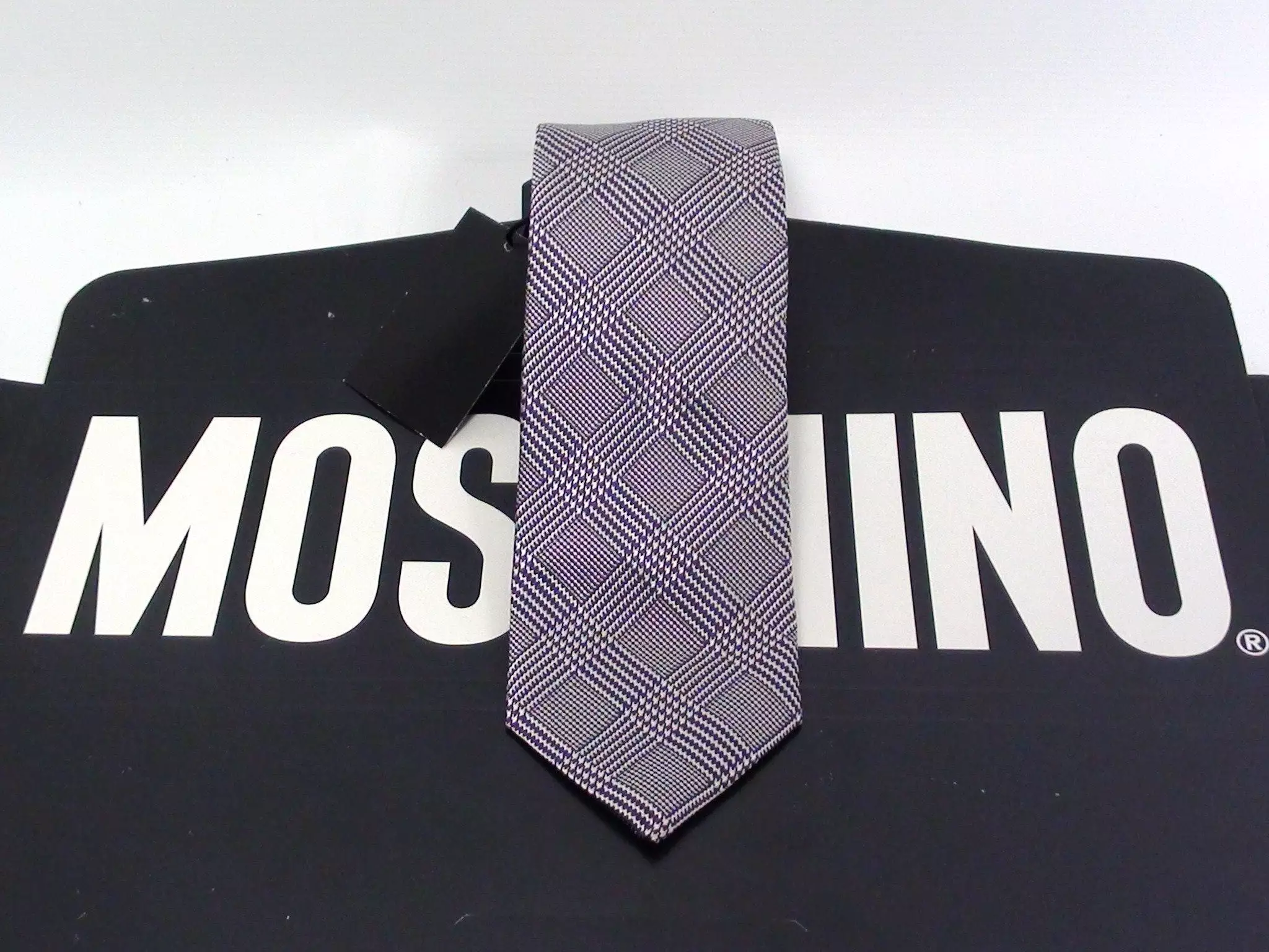 Silk Tie - MOSCHINO - Grey Check