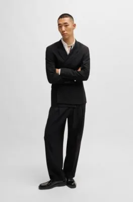 Slim-fit shirt in cotton poplin with placket trim