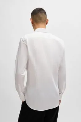 Slim-fit shirt in cotton poplin with placket trim