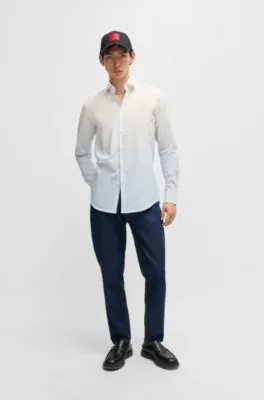 Slim-fit shirt in degradé-stripe cotton poplin