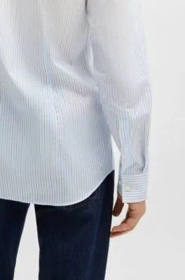 Slim-fit shirt in degradé-stripe cotton poplin