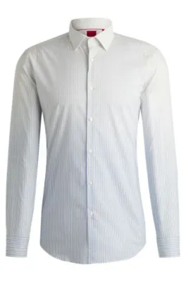 Slim-fit shirt in degradé-stripe cotton poplin