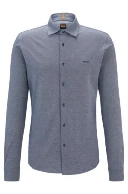 Slim-fit shirt in melange cotton piqué