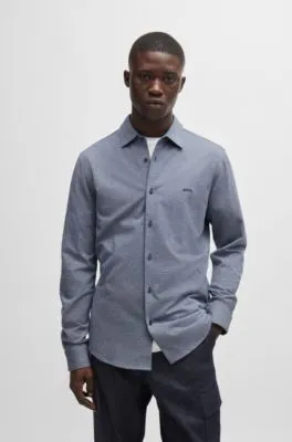 Slim-fit shirt in melange cotton piqué