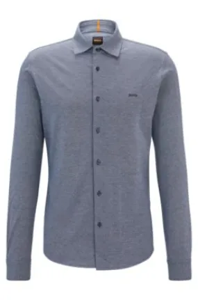 Slim-fit shirt in melange cotton piqué