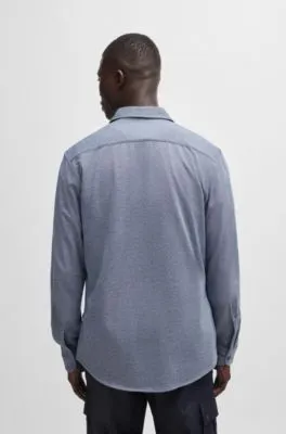 Slim-fit shirt in melange cotton piqué