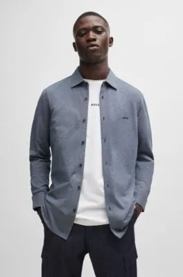 Slim-fit shirt in melange cotton piqué