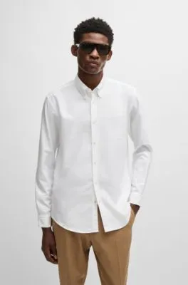 Slim-fit shirt in Oxford cotton with logo