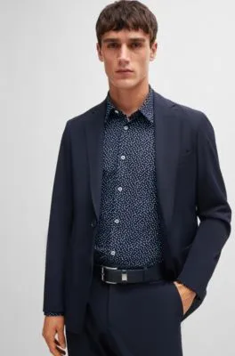 Slim-fit shirt in printed performance-stretch fabric