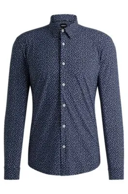 Slim-fit shirt in printed performance-stretch fabric