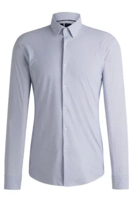 Slim-fit shirt in printed performance-stretch jersey